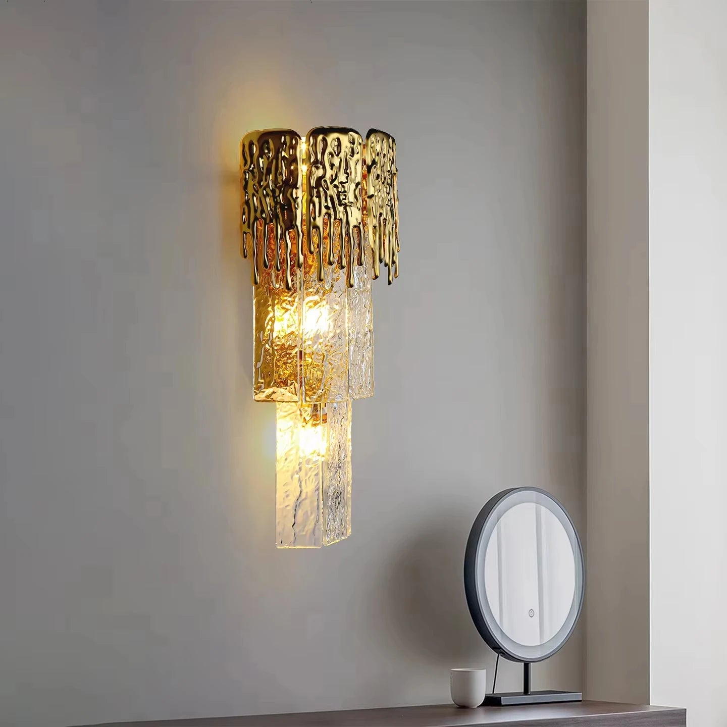 Light Luxury Led Wall Lamp Home Decoration Living Room Tv Background Wall Staircase Bedroom Italian Bedside Glass Wall Lamp