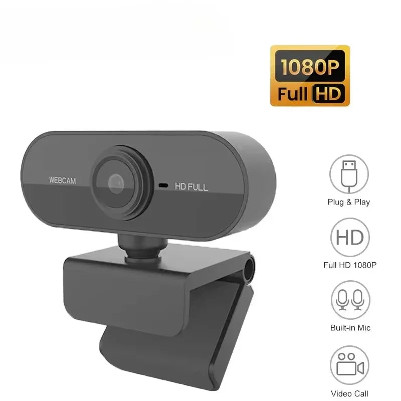 1080P FHD Webcam with Microphone, USB Computer Camera for Laptop Desktop, Wide Angle for Online Class & Video Conference