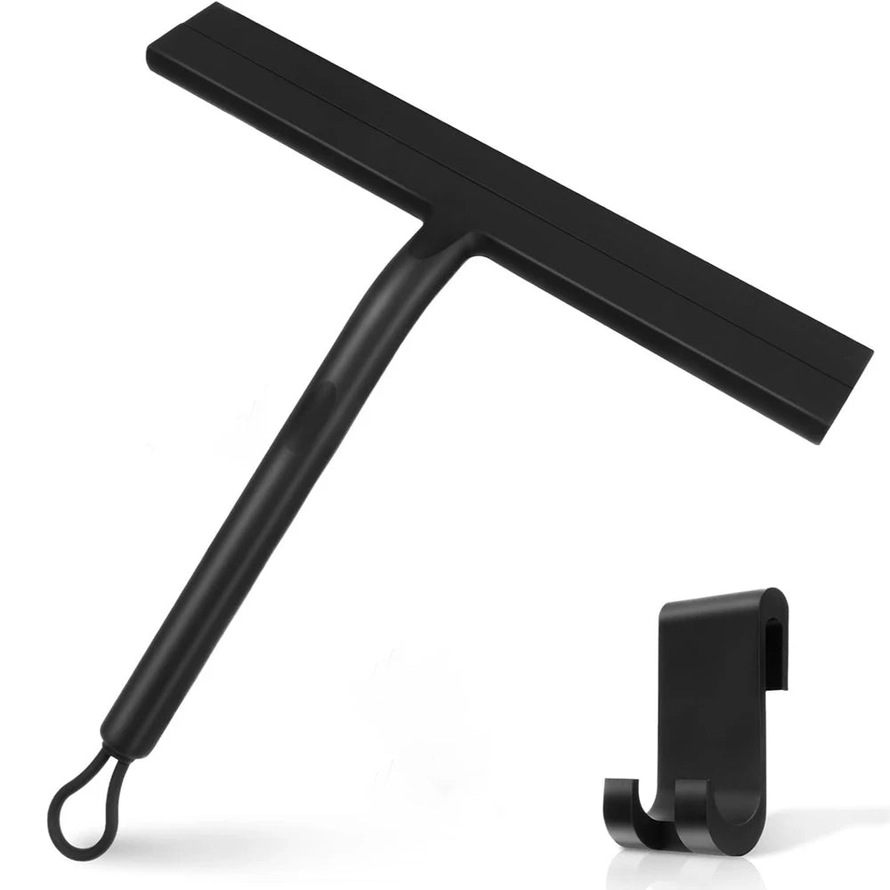 Matte Black Silicone Squeegee Streak Free Cleaning Shower Squeegee for Glass Bathroom Shower Doors Mirrors Tiles Car Windows
