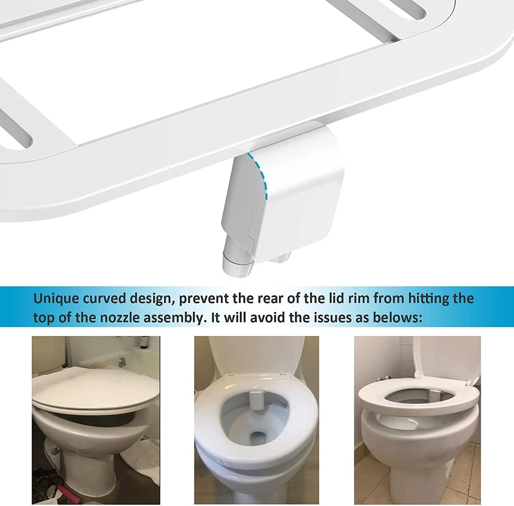 New Ultra-thin Bidet Attachment Fresh Water Sprayer Dual Nozzles Adjustable Water Pressure Self Cleaning Non Electric Bidet