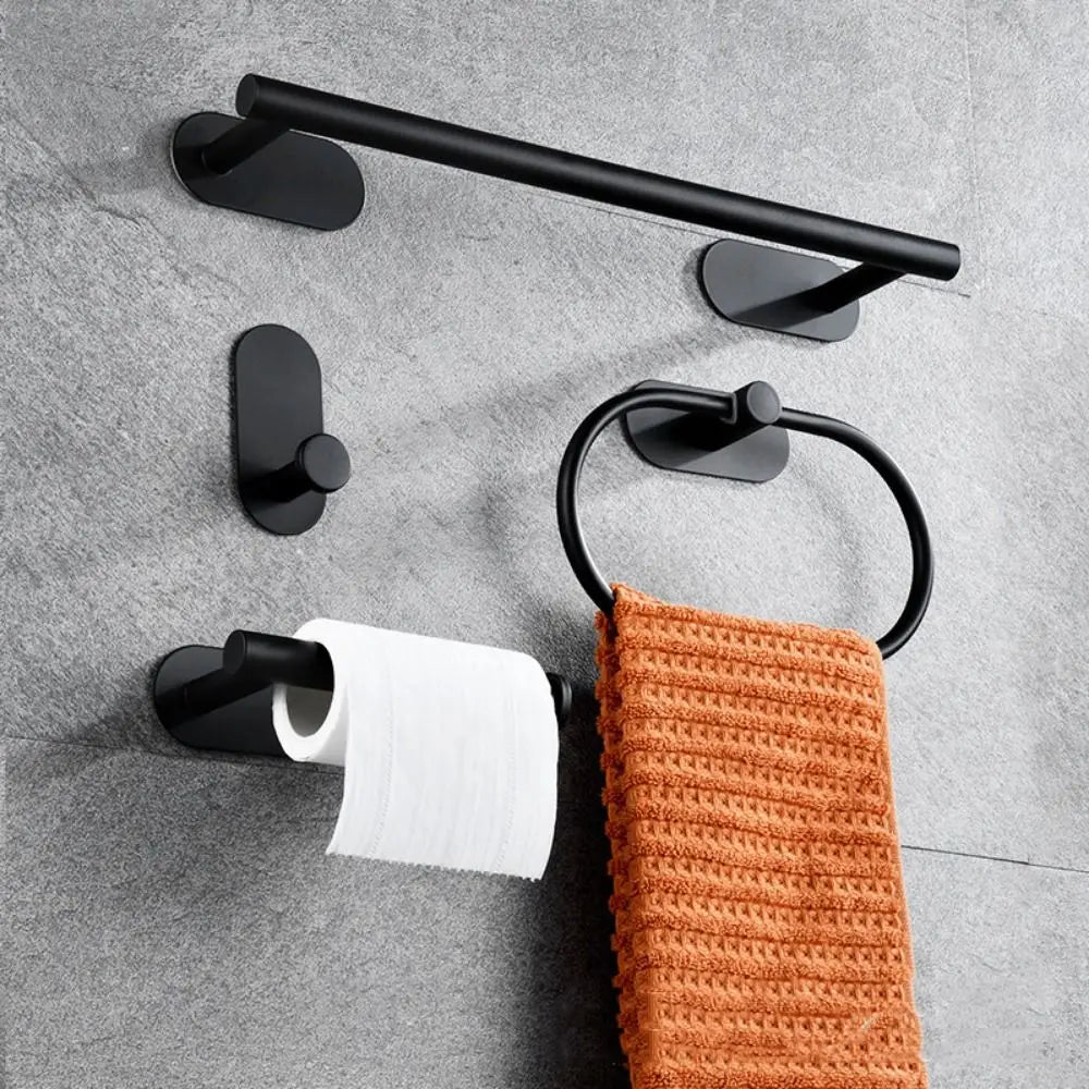 4/5Pcs Stainless Steel Bathroom Hardware Set Anticorrosion Wall Mount Bathroom Towels Rack No Punching Rustproof Towel Bar