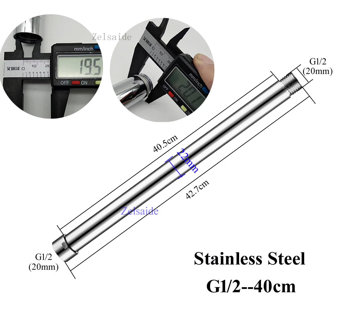 10/20/30/40/50/60/70cm brass/stainless steel shower extension rod, shower lengthen pipe