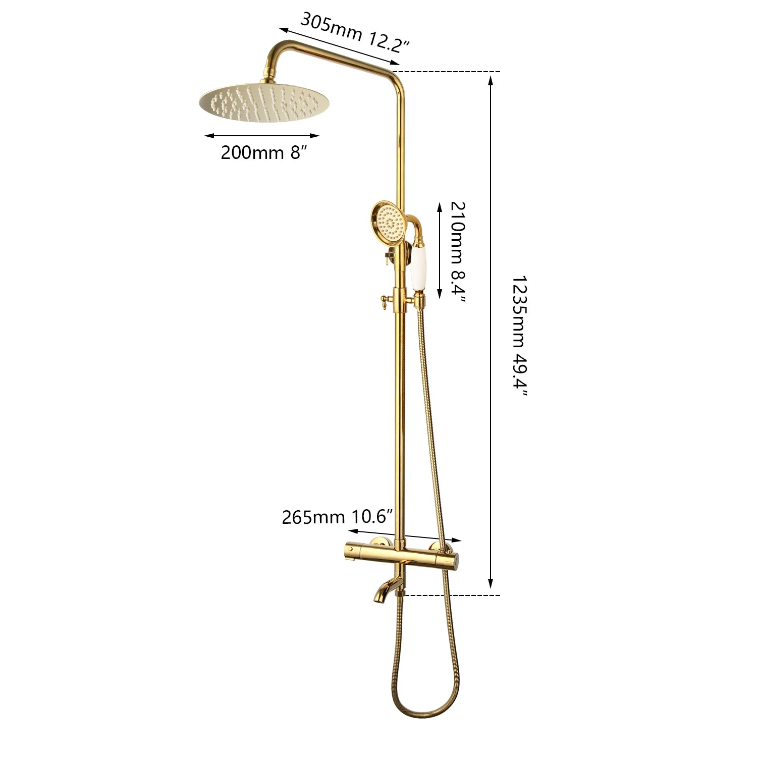 KEMAIDI Bathroom Thermostatic Bathtub Shower Faucet Golden Plated  Rainfall 3 Ways Shower Head Mixer Shower Faucets Set