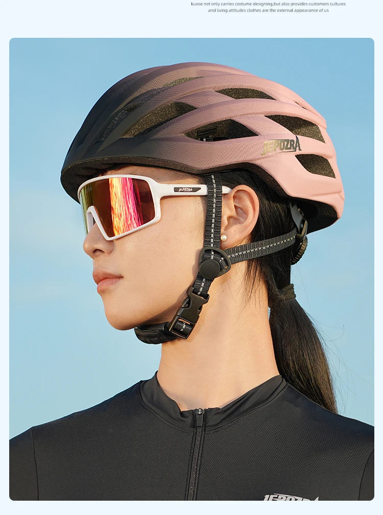 JEPOZRA Cycling Helmet Man Women LED Light Helmet Road Mountain Bike Helmet Bicycle Helmet Rechargeable Brim Design Helmet