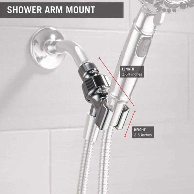 Handheld Shower Head Arm Holder G1/2″ Three-Way Adjustable Bracket With Swivel Ball Universal Mount Diverter Bathroom Accessory