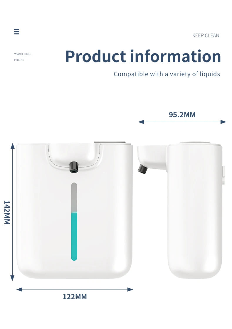 500ML Large Capacity HD Display 9-Gears Adjustable Foam/Liquid Control Automatic Sensor Soap Dispenser Portable Hand Wash Bottle