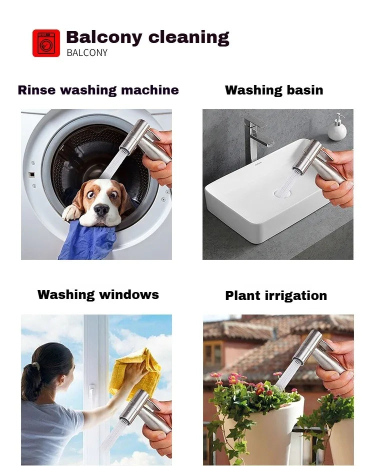 Handheld Toilet Bidet Sprayer Set Kit Stainless Steel Hand Sprayer Shower Head Self Cleaning Hand Bidet Faucet for Bathroom