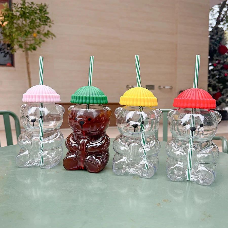 20oz New Bear Straw Tumbler, Plastic Cup for Coffee Beer Wine Cocktails, Office Party Drinkware, Christmas Birthday Gift