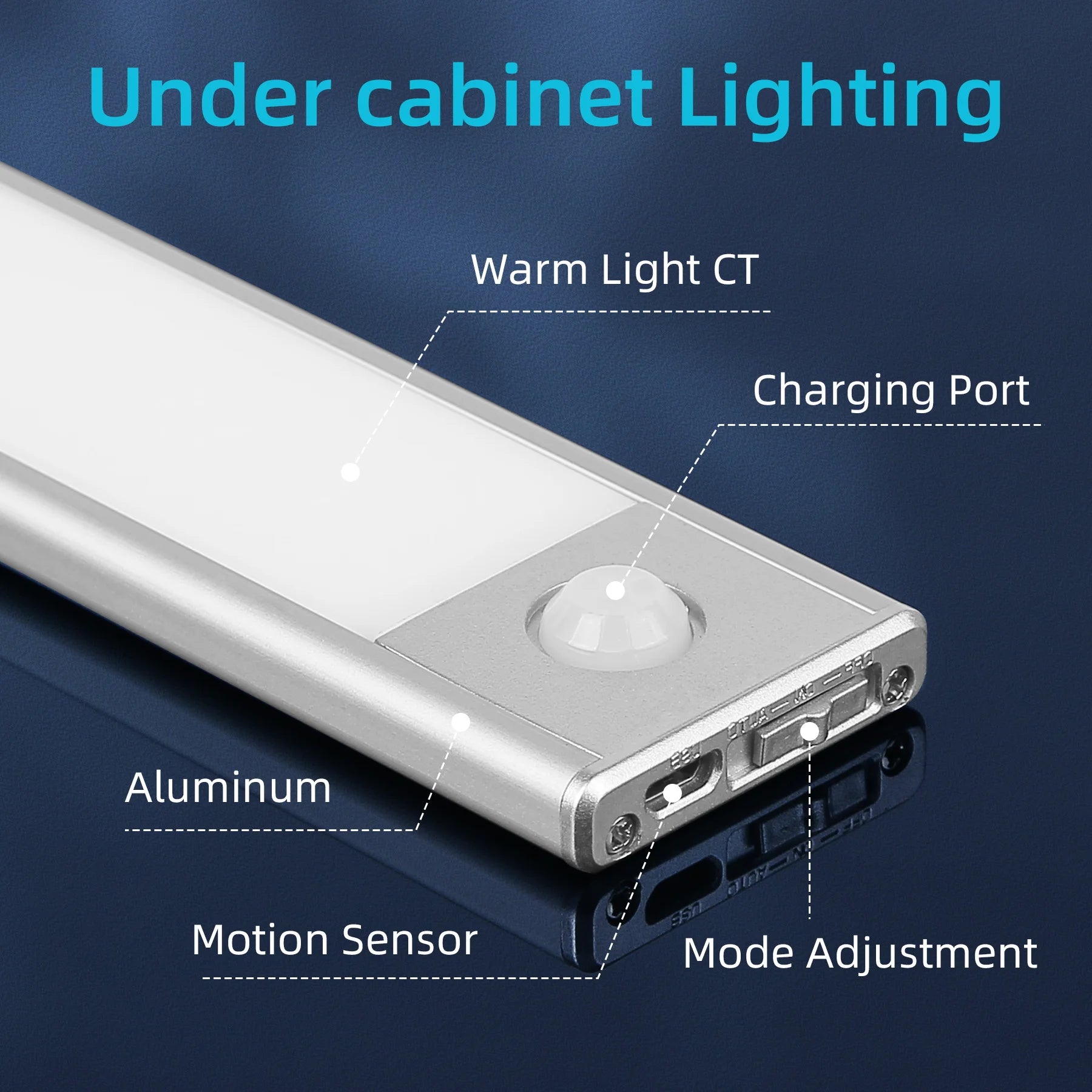 Night Light Under Cabinet Lights Ultra Thin LED Light Motion Sensor Wireless Rechargeable 3 Color For Kitchen Bedroom Lighting