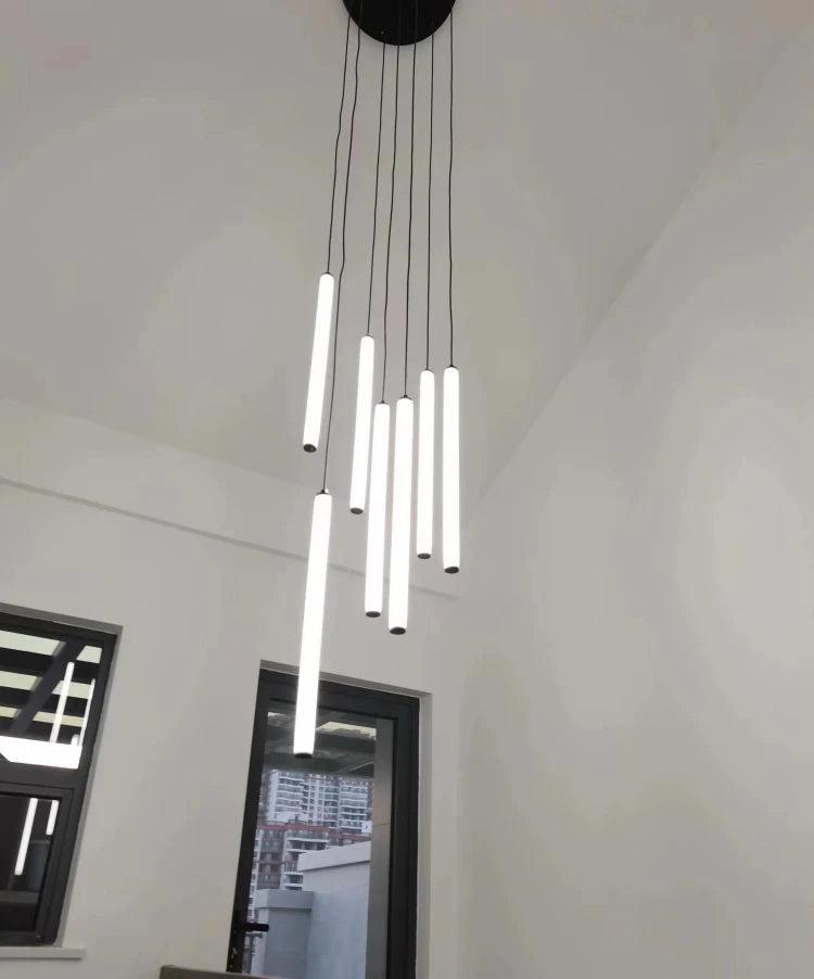 Nordic Stairs LED Long Chandeliers Minimalist Duplex Attic Living Room Kitchen Pendant Lights Home Decoration Ceiling Chandelier