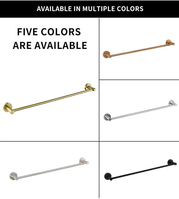 Single Towel Bar Rack Wall Mount Bathroom Round Towel Bar Heavy Duty Hand Towel Holder Kitchen Towel Rod  Stainless Steel Chrome
