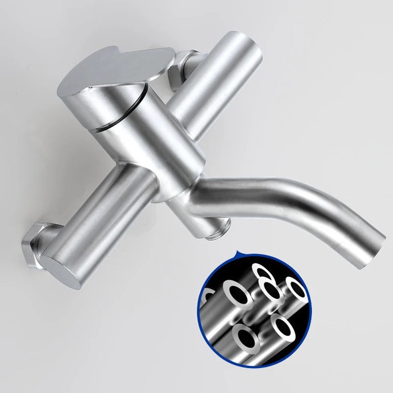 Bathroom Shower Faucets Stainless Steel Triple Bathtub Faucet Mixers Hot Cold Mixer Valve Nozzle Tap Wall Mounted Home Accessory