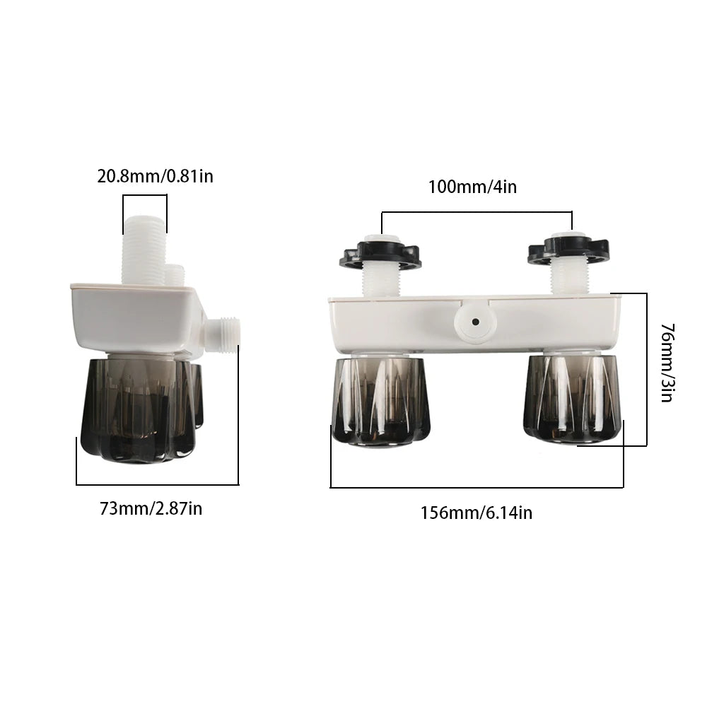 4 Inch RV Camper Faucet Mixing Valve Hot and Cold Bathroom Shower Switch with Water Supply Motorhome Travel Trailers B09JZGH72T