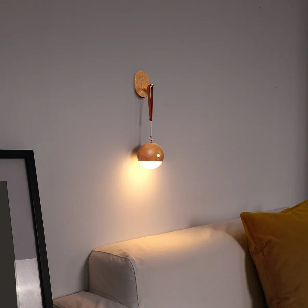 Smart Voice Control Light Portable Light USB Charging Wall Lamps Bedside Light Wall Hanging Wireless Round Atmosphere Lighting