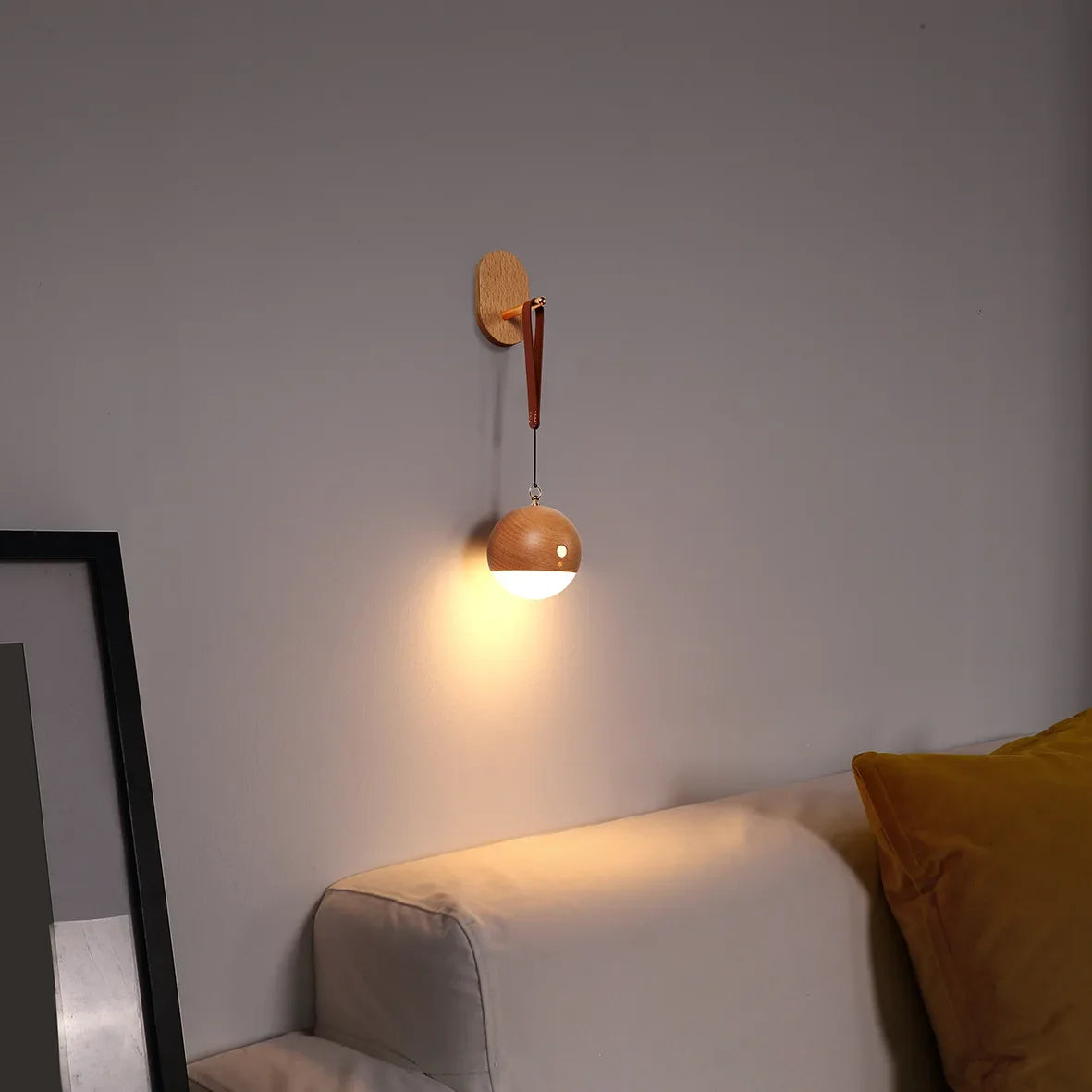 Smart Voice Control Light Portable Light USB Charging Wall Lamps Bedside Light Wall Hanging Wireless Round Atmosphere Lighting