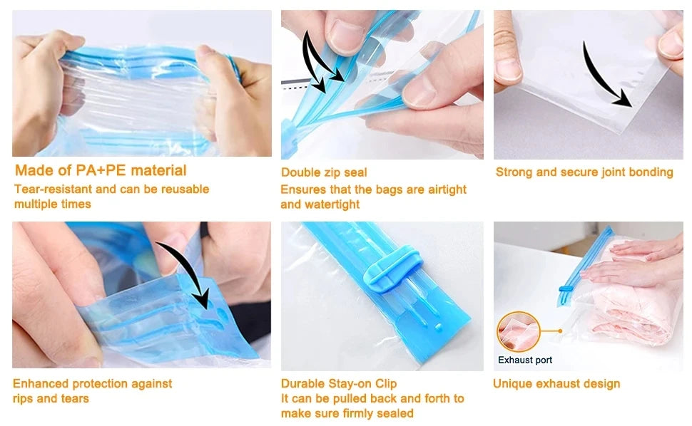 Travel Compression Bags, Roll Up Travel Space Saver Bags for Luggage, Cruise Ship Essentials Cothes, Folding Compressed Bag