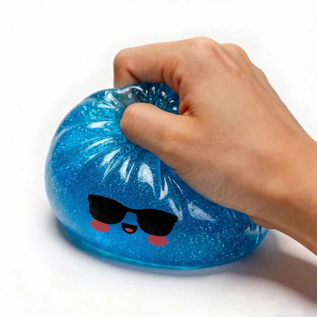 Glitter Shark Dumplings Squishy Toy Soft Slow Resilience Mini Buns Fidget with Steamer Steamed Stuffed Bun Pinch Le