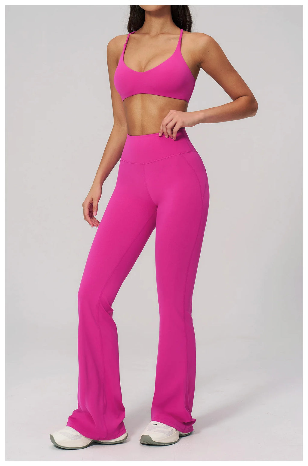 2PCS Flared Pants Yoga Set Women's Tracksuits Gym Fitness Outfits Sports Sets Female Shockproof Sports Bra Yoga Workout Clothes