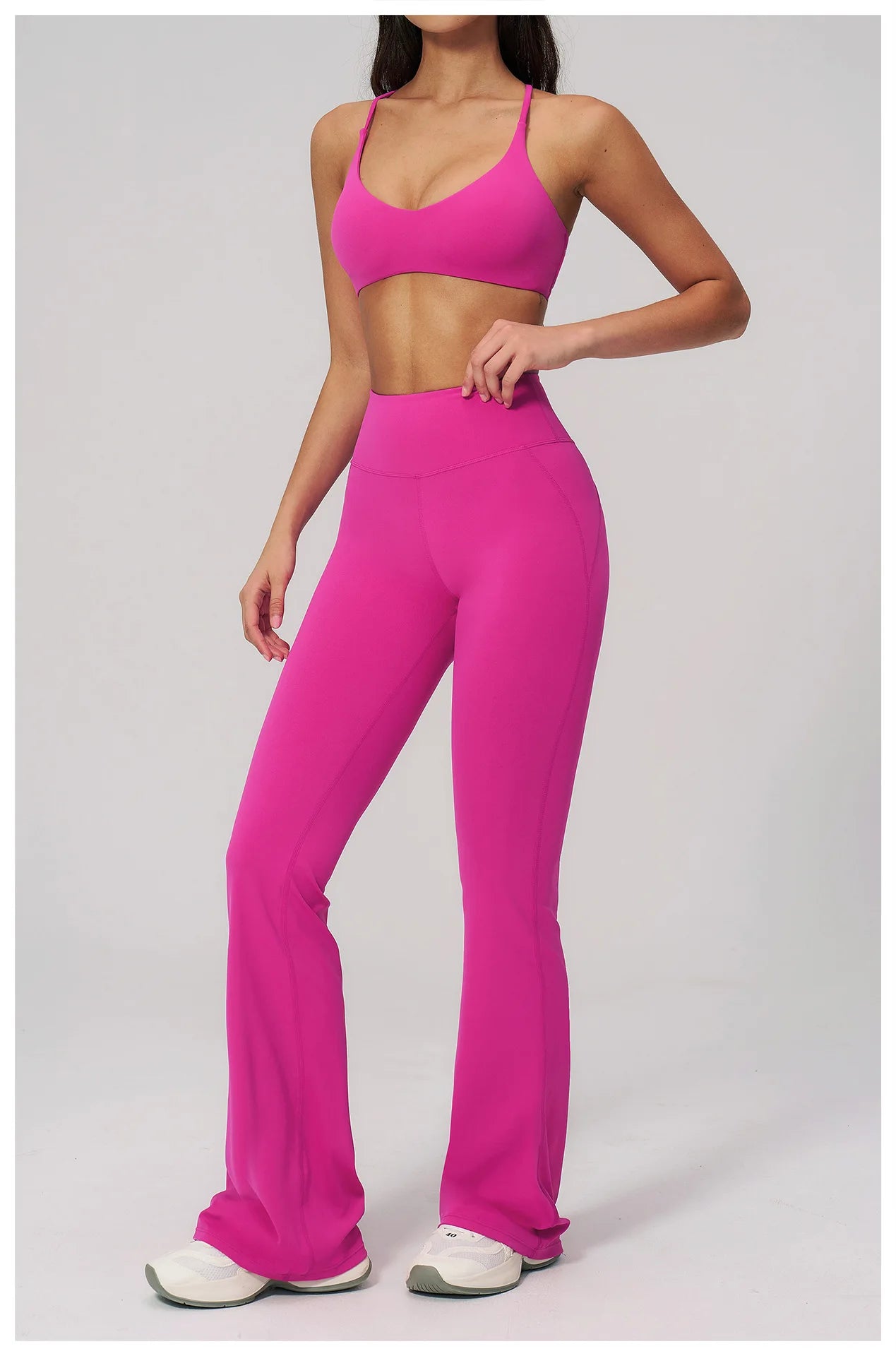 2PCS Flared Pants Yoga Set Women's Tracksuits Gym Fitness Outfits Sports Sets Female Shockproof Sports Bra Yoga Workout Clothes