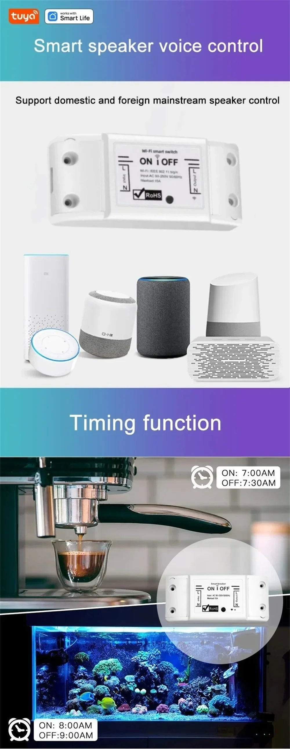 WiFi Smart Switch Automation Breaker Smart Home House APP Remote Control and Voice Control Wireless Remote Control Switch Relay