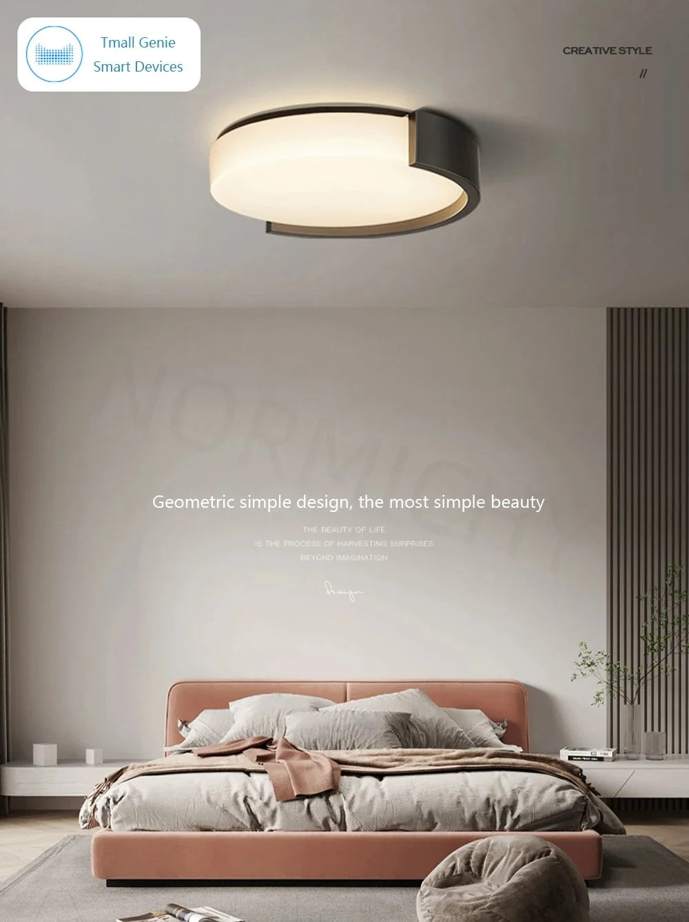 Modern Led Minimalist Nordic Black And White Room Main Light Living Room Circular Ceiling Light New Home Appliance Light Fixture