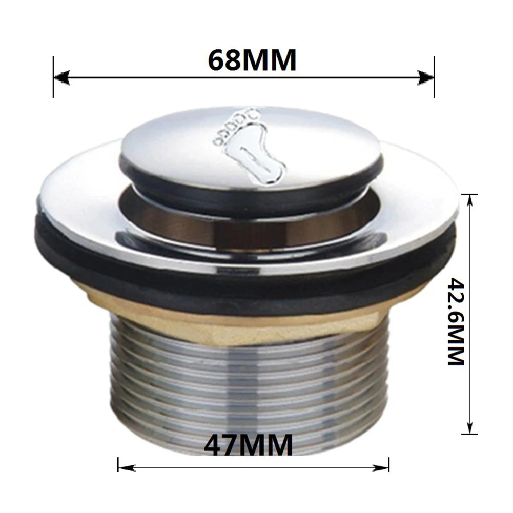 Waste Drain Pop Up Drain Easy To Install Water-tight Seal Alloy+Brass+Plastic Bathroom Bathtub Drain Plug Silver Brand New