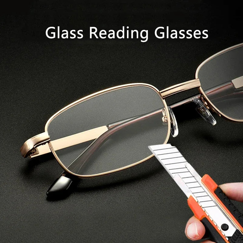 Design Reading Glasses for Men and Women Full-frame Alloy Clear HD Lens Presbyopia Eyeglasses Impact Scratch Resistant 0 To +4.0