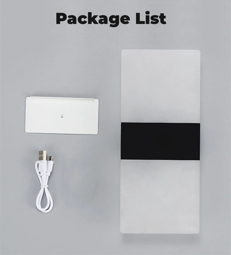 Touch Sensor Switch LED Wall Lamp USB Rechargeable Wireless Acrylic Stair Night Light Bedroom Aisle Kitchen Wall Sconce Lighting