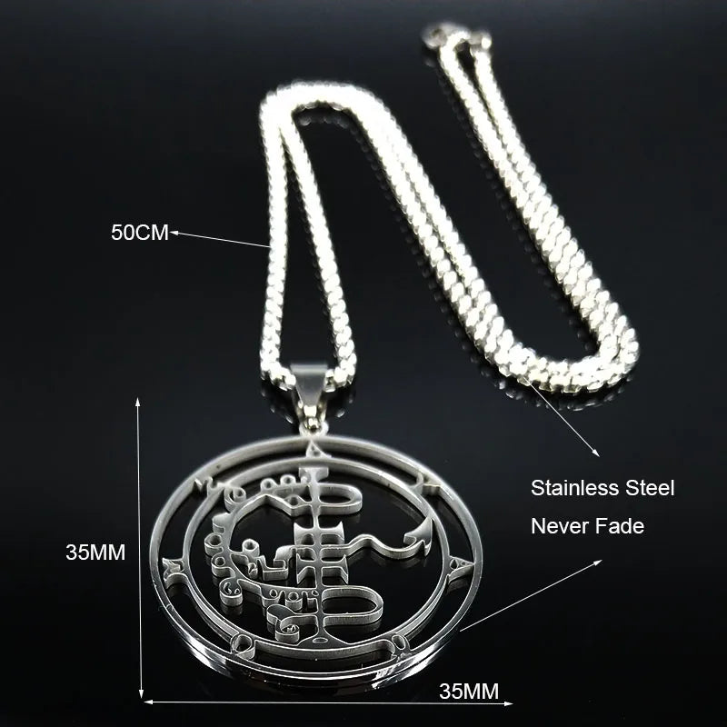 2024 Fashion Sigeal Sigil De Lucifer Stainless Steel Satan Necklace Asmoday Lazer Key Baphomet Stamp Jewelry N7118S03