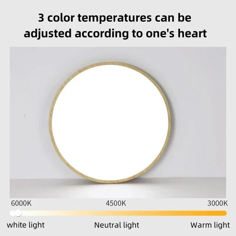 Modern Wood Grain LED Ceiling Light Circular Ultrathin Walnut wood Bedroom living room Restaurant Balcony Aisle Home Lights