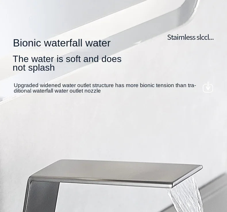 Washbasin Hot and Cold Faucet, Brass Minimalist Washbasin, Waterfall Style Bathroom, Household Washbasin Faucet