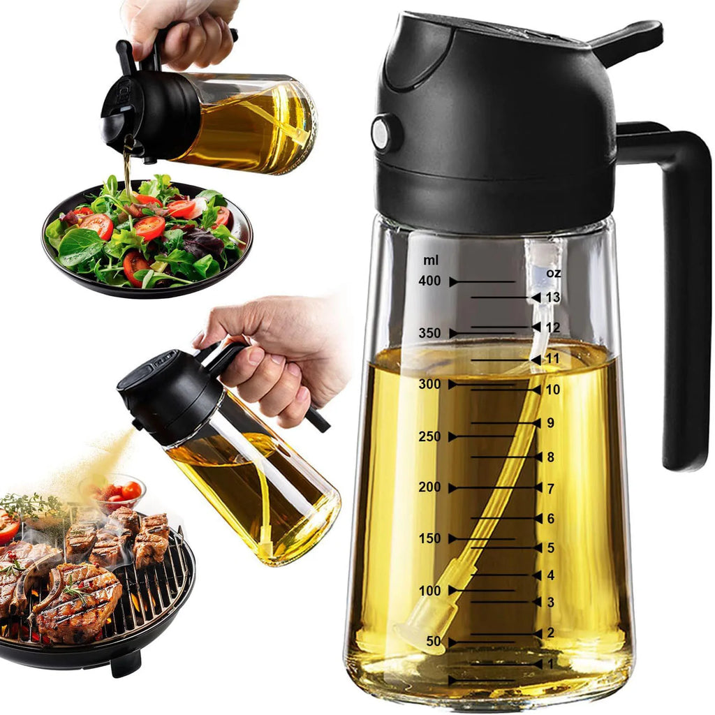 16Oz/470Ml Glass Olive Oil Sprayer for Cooking – 2 in 1 Olive Oil Dispenser Bottle for Kitchen Gadgets and Air Fryer Accessories