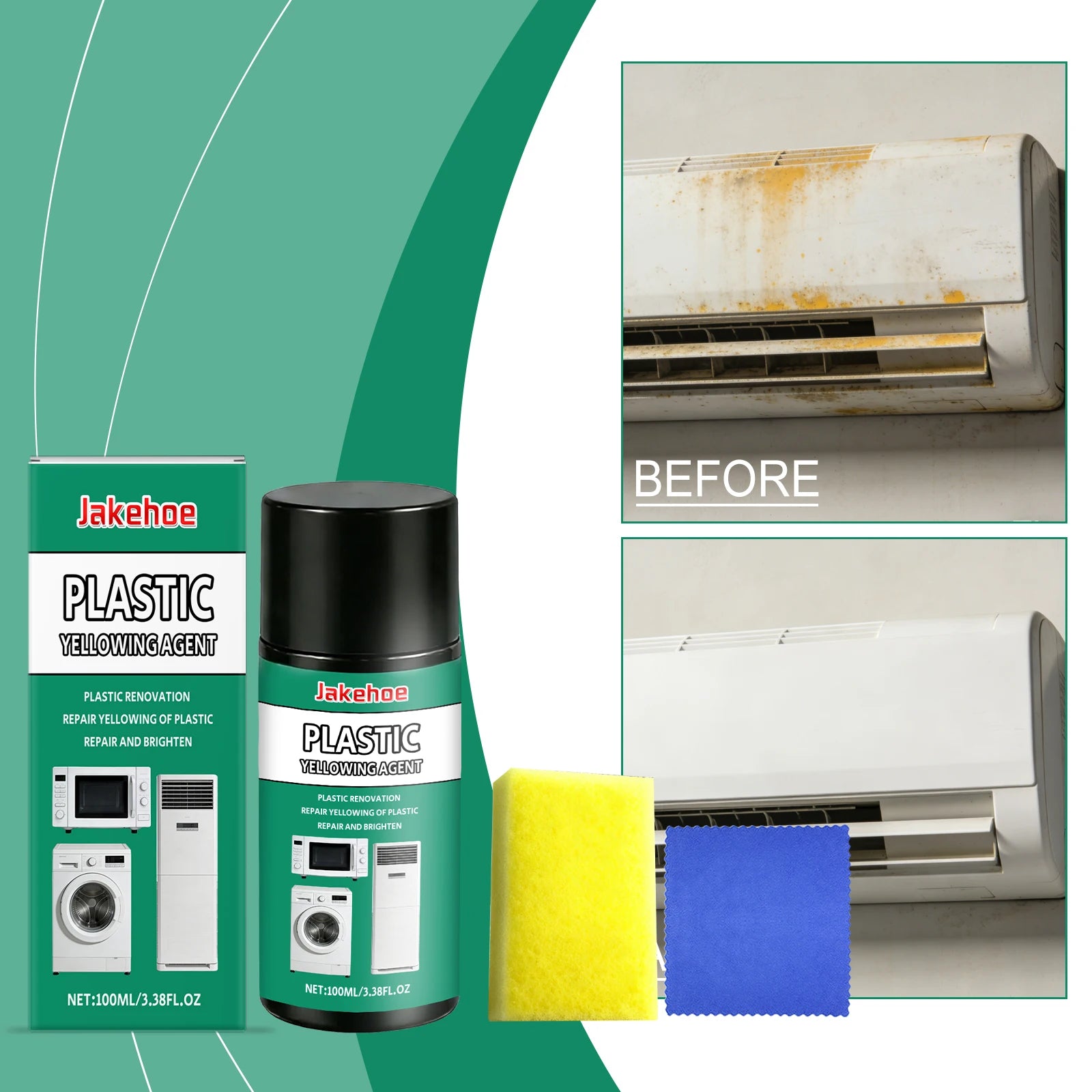Plastic Yellowing Remover Scratch Repair - Appliances AC Units Fridge Toilet Back To White Gloss Long-Lasting Polish Clean Care*
