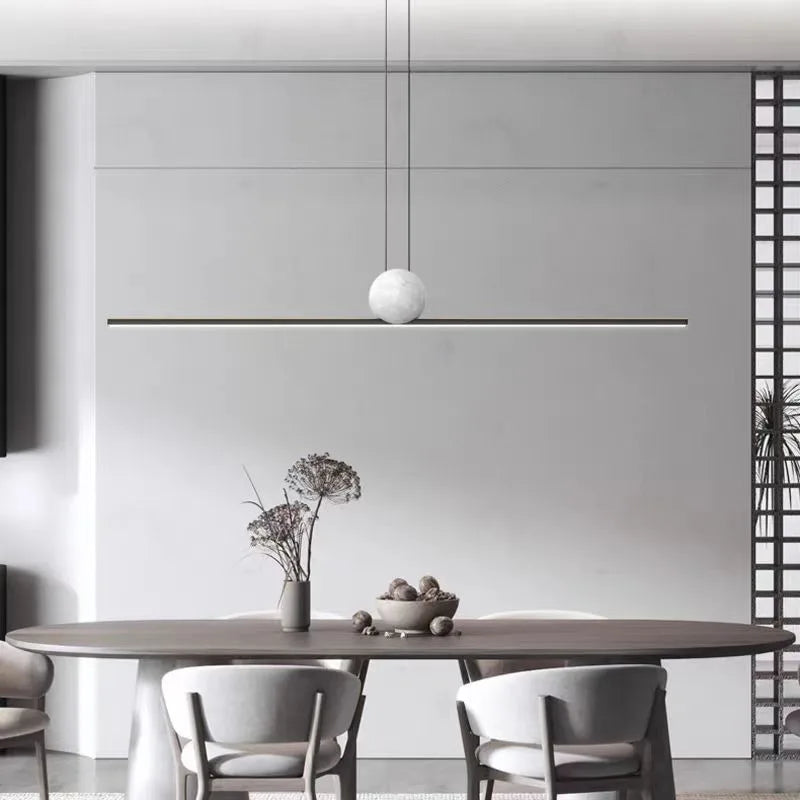 Italian Minimalist Restaurant Chandelier, Modern Light Luxury Exhibition Hall, Island Bar Counter, Straight Strip Lighting Fixtu