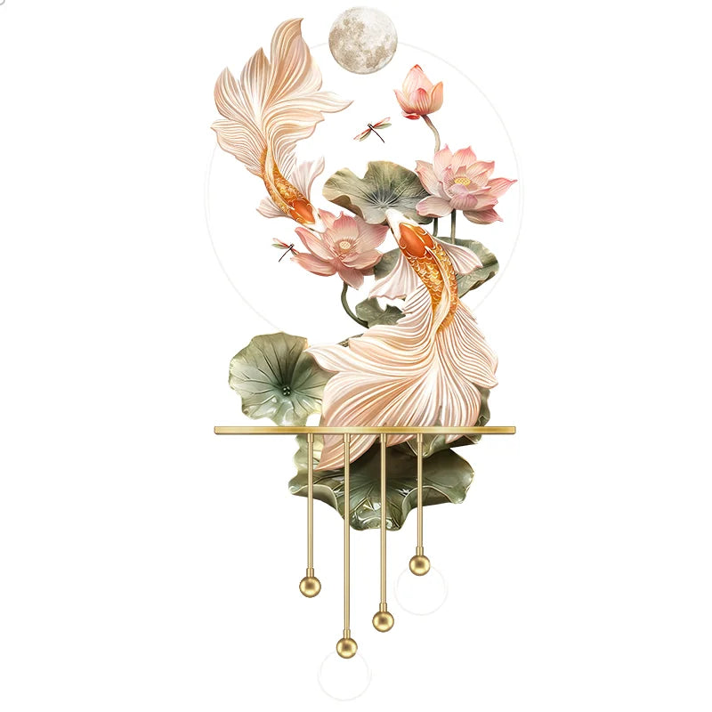 Modern Light Luxury Entrance LED Decorative Painting Koi Carp Home Decoration Living Room Bedroom Sofa Wall Corridor Mural Light