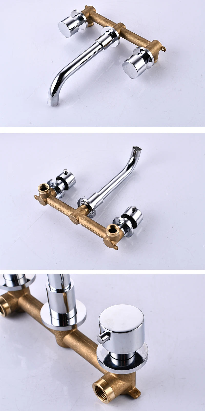BAKALA Brass Matte Black Bathroom Sink Faucet Tap Hot Cold Wash Basin Water Swivel Spout Wall Mounted Bath Mixer