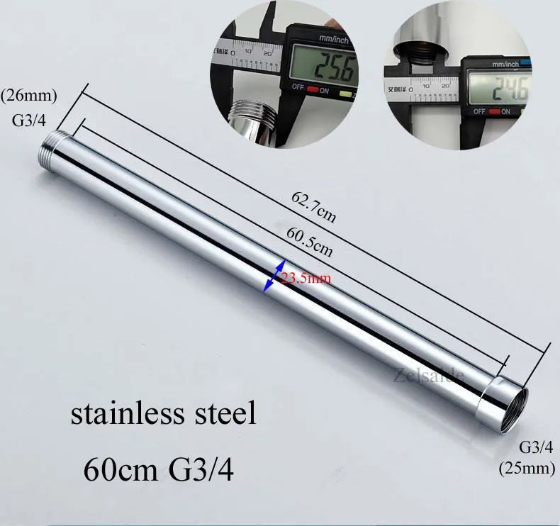 10/20/30/40/50/60/70cm brass/stainless steel shower extension rod, shower lengthen pipe