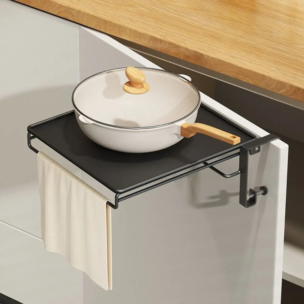 Foldable Design Cabinet Door Storage Rack With Towel Rack Countertop Cabinet Kitchen Shelf Door Mounted Storage Organizer