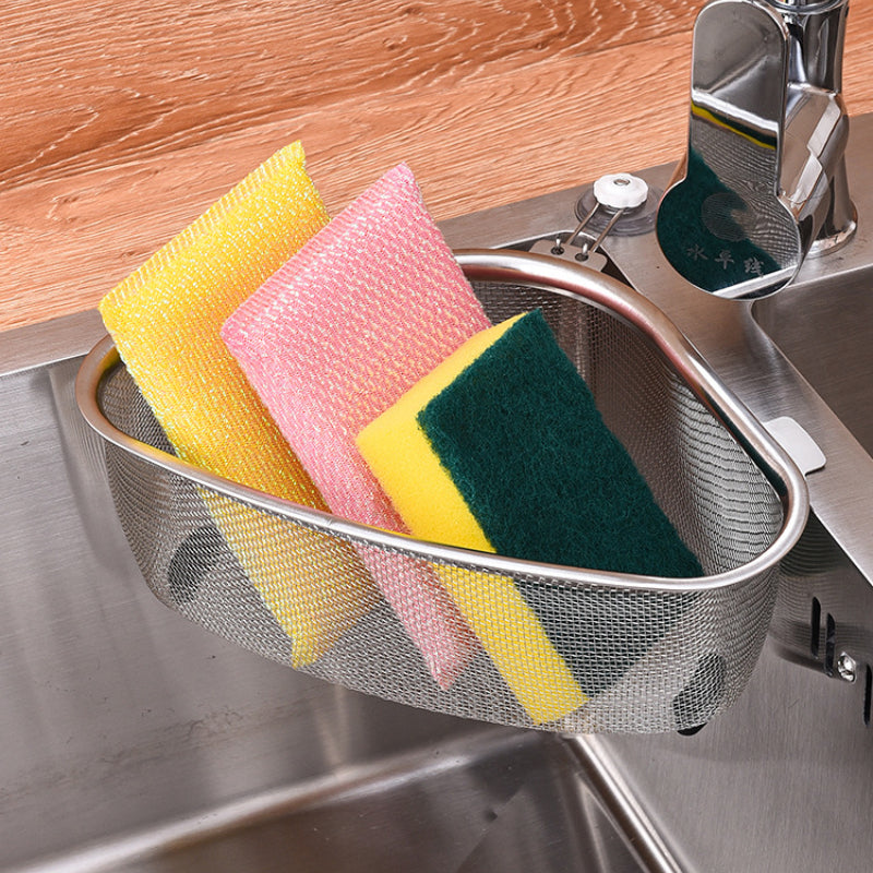 Kitchen Sink Drain Basket Stainless Steel Triangle Food Vegetables Peel Egg Filter Storage Organizer Kitchen Shelf Rack Drainier