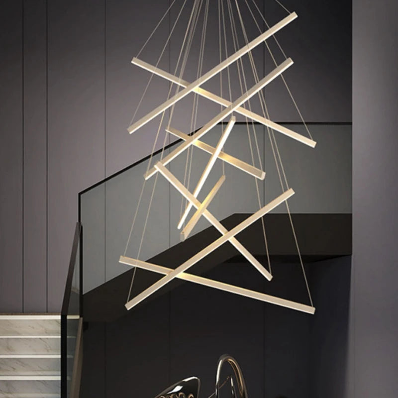 Modern LED Ceiling Chandelier Stair Living Room Pendant Lamp Kitchen Hall Hanging Light Indoor Home Decoration Lighting Fixture