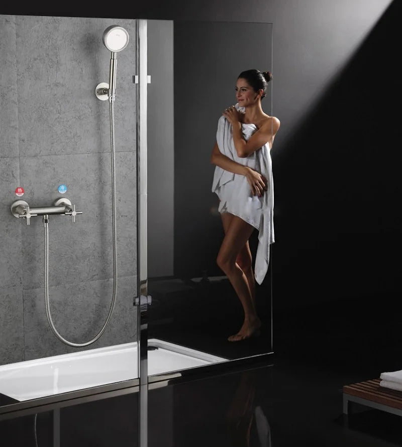 Wall-Mounted Shower Faucet Stainless Steel Bathtub Faucet Cross Handles Dual Control Hot And Cold Water Valve Nozzle Tap G1/2in