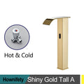 Hownifety Hot Cold Smart Sensor Bathroom Basin Faucet Deck Mount Waterfall Outlet Mixer Crane Tap Automatic Sense Touchless