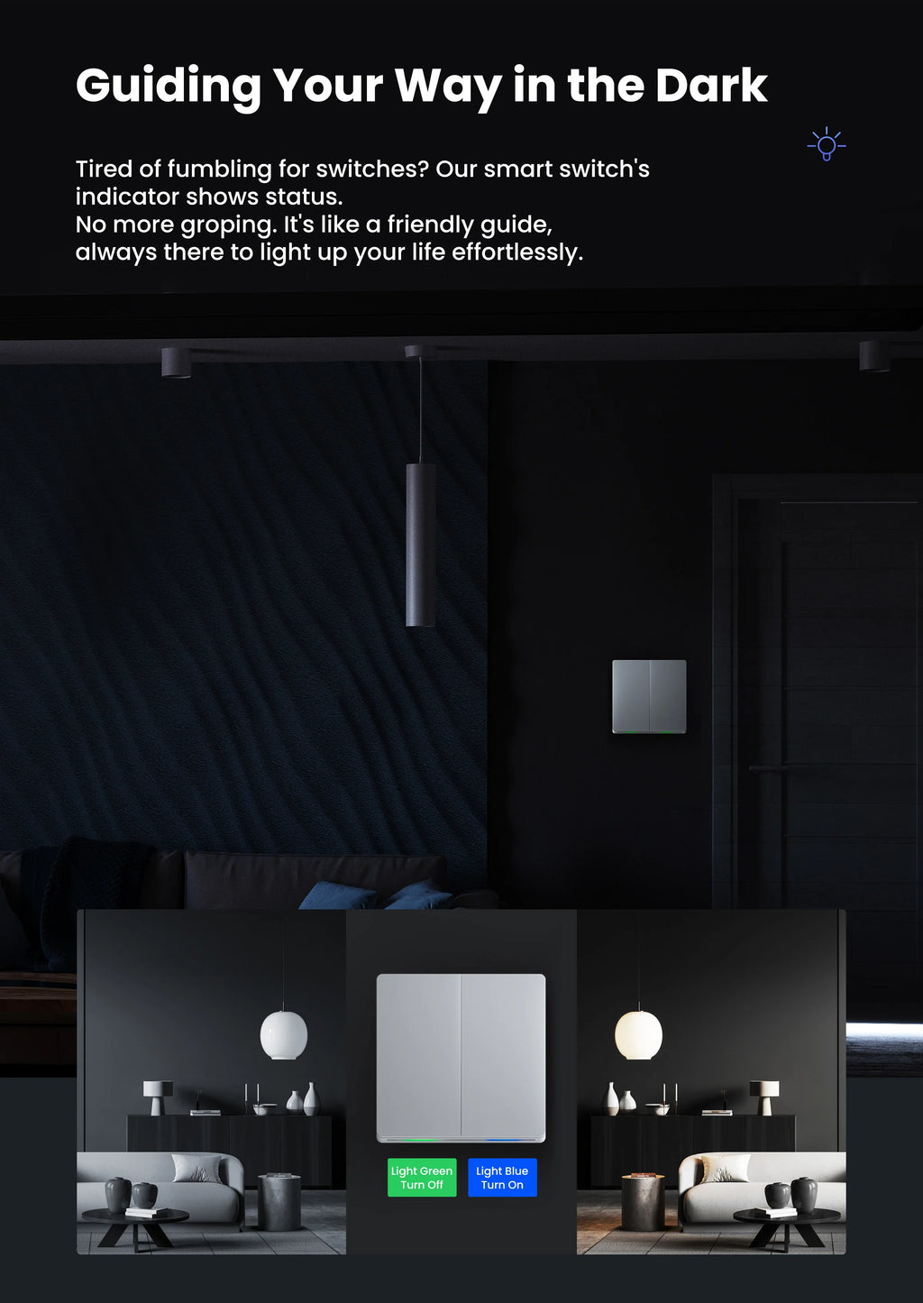 GIRIER ZigBee Wall Switch Tuya Smart Button Light Switches 1/2/3/4 Gang Support Neutral or without Neutral Wire Works with Alexa