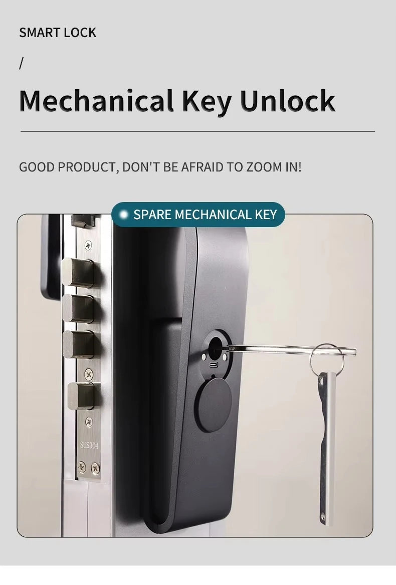 2026 New Tuya 3D Face Palm Recognition Smart Lock Durable Electronic Lock Waterproof Digital Lock Suitable for Europe, Israel