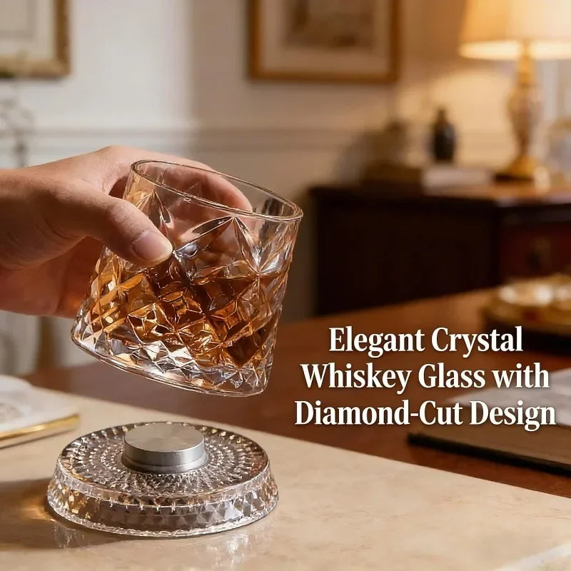 280ml Whiskey Glass The Crystal Rotates 360° White Wine and Cocktail Drinks Bar Party Cool Bar Accessories Unique Gift