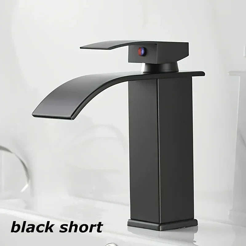 Washbasin Hot and Cold Faucet,Water Saving Design Suitable for Most Sinking Faucets Tube Black Waterfall Household Bathroom