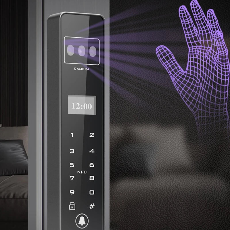 Automatic Password Fingerprint Facial Recognition Smart Lock Broken Bridge Aluminum Fingerprint Lock Sliding Door Password Lock