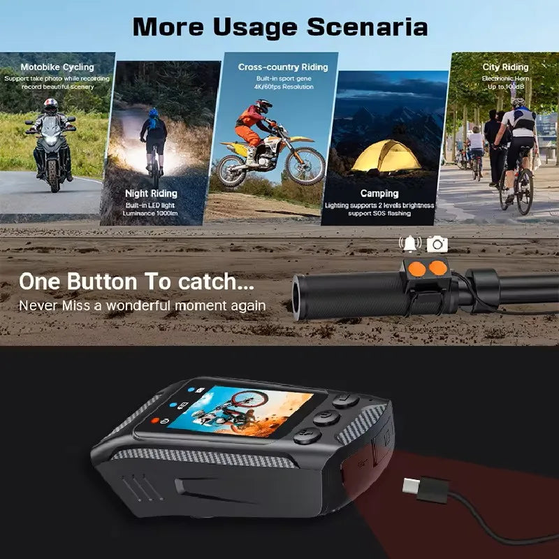 HD 4K 60FPS Action Camera for Motorcycle Bike Helmet Sports DV Video Recorder Car DVR Dash Cam Outdoor Bicycle Surveillance