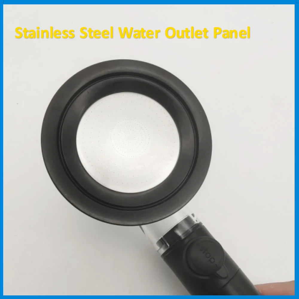 Propeller Pressurized Shower Head High Pressure With Stop Button Filter Water Saving Rainfall Showerhead Bathroom Accessories