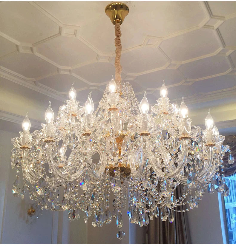 Luxury Living Room Decorate LED Ceiling Pendant Lights Indoor Hanging Lights Fixture Home Crystal Chandeliers Villa Lighting